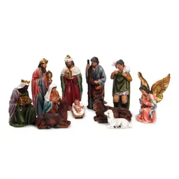 Presépio De Natal Em Resina Decoração 11 Peças 10Cm Colorido