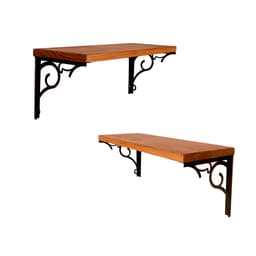 KIT 2 Prateleiras de Parede Kalise 45cm Nicho Suspenso com Metal Madeira