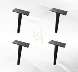 KIT 4 Pés de Metal 18cm Preto Multiuso Para Armário Mesas de Cabeceiras e Camas