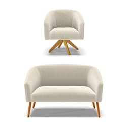 Kit 1 Sofá Namoradeira e 1 Poltrona Stella Bouclê Base de Madeira MA30 - D'Rossi