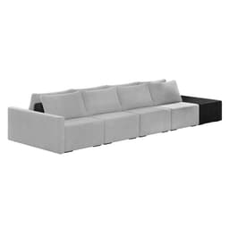 Sofá Ilha 4 Lugares Living 432cm Modulado Sala Lary Veludo Cinza/PU Pto K01 - D'Rossi