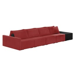Sofá Ilha 4 Lugares Living 512cm Modulado Sala Lary Veludo Vermelho/PU Pto K01 - D'Rossi