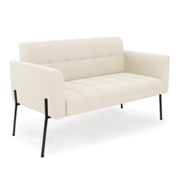 Sofá Namoradeira 2 Lugares Pé de Ferro Preto Elisa Veludo Bege D03 - D'Rossi