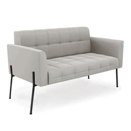 Sofá Namoradeira 2 Lugares Pé de Ferro Preto Elisa Veludo Cinza D03 - D'Rossi