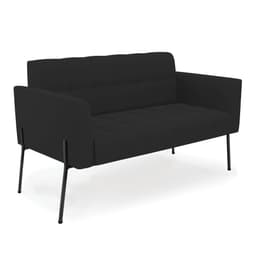 Sofá Namoradeira 2 Lugares Pé de Ferro Preto Elisa Veludo Preto D03 - D'Rossi