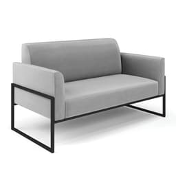 Sofá Namoradeira Base Industrial Alta Preto Marisa Suede Cinza D03 - D?Rossi