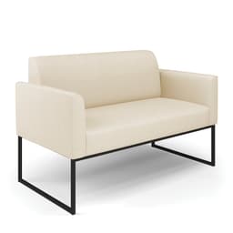 Sofá Namoradeira Base Industrial Preto Marisa Linho D03 - D'Rossi