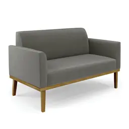 Sofá Namoradeira Base de Madeira Fixa Castanho Marisa Suede Grafite D03 - D'Rossi