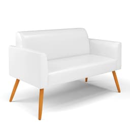 Sofá Namoradeira Pés Palito Castanho Marisa Corano Branco D03 - D'Rossi