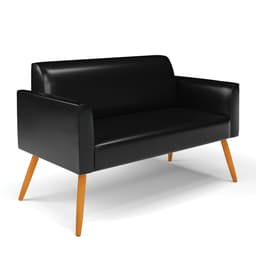 Sofá Namoradeira Pés Palito Castanho Marisa Corano Preto D03 - D'Rossi