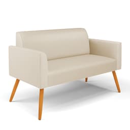 Sofá Namoradeira Pés Palito Castanho Marisa Corino Bege D03 - D'Rossi