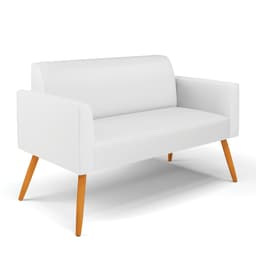 Sofá Namoradeira Pés Palito Castanho Marisa Corino Branco D03 - D'Rossi