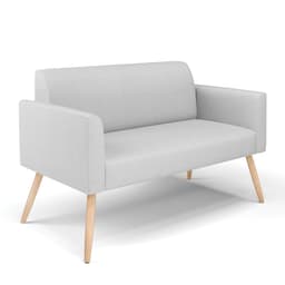 Sofá Namoradeira Pés Palito Natural Marisa Linho Cinza A05 D03 - D'Rossi