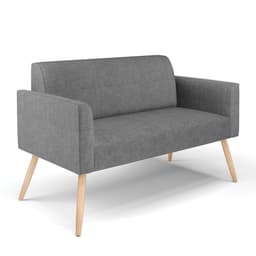 Sofá Namoradeira Pés Palito Natural Marisa Linho Grafite A26 D03 - D'Rossi