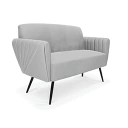 Sofá Namoradeira Pés Palito de Ferro Bruna Suede Cinza - D'Rossi