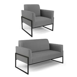 Sofá Namoradeira com Poltrona Base Industrial Alta Preto Marisa Linho Grafite A26 D03 - D?Rossi