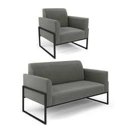 Sofá Namoradeira com Poltrona Base Industrial Alta Preto Marisa Suede Grafite D03 - D?Rossi