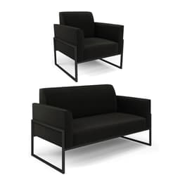 Sofá Namoradeira com Poltrona Base Industrial Alta Preto Marisa Suede Preto D03 - D?Rossi