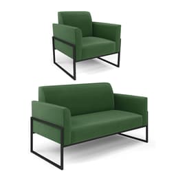 Sofá Namoradeira com Poltrona Base Industrial Alta Preto Marisa Suede Verde D03 - D?Rossi