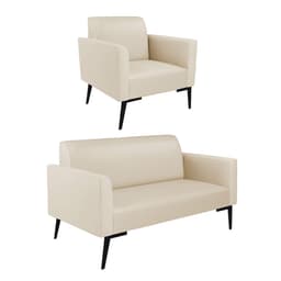 Sofá Namoradeira com Poltrona Pés Villach Marisa Corino Bege D03 - D'Rossi