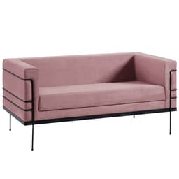 Sofa 2 Lug Base Aço Preto 135 cm 2064X2 Veludo Rosa Dmobiliario