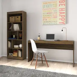 Conjunto de Mesa de Escritório Marselha com Estante Hunt Castanho