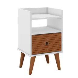 Mesa de Cabeceira Cristina 1 Gaveta Branca e Elmo