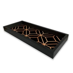 Bandeja Preta Com Gravura Impermeável "Geometric Luxo" 34X14X3CM - D'Rossi