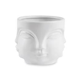 Cachepot "Rosto" Branco em Cerâmica 14,5x17 cm - D'Rossi