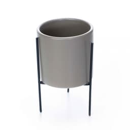 Cachepot Cinza com Suporte em Metal M 13X8 cm - D'Rossi