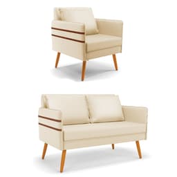 Kit 01 Namoradeira 02 Lugares e 01 Poltrona Mari Corino Pés Palito Castanho - D'Rossi