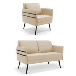 Kit 01 Namoradeira 02 Lugares e 01 Poltrona Mari Suede Pés Palito de Ferro - D'Rossi