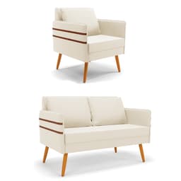 Kit 01 Namoradeira 02 Lugares e 01 Poltrona Mari Veludo Pés Palito Castanho - D'Rossi