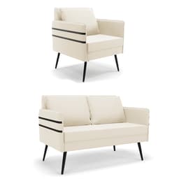 Kit 01 Namoradeira 02 Lugares e 01 Poltrona Mari Veludo Pés Palito de Ferro - D'Rossi