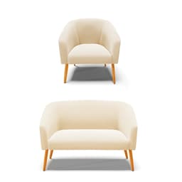 Kit 01 Namoradeira 02 Lugares e 01 Poltrona Stella Suede Pés Palito Castanho - D'Rossi