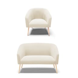 Kit 01 Namoradeira 02 Lugares e 01 Poltrona Stella Veludo Pés Palito Natural - D'Rossi