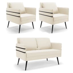 Kit 01 Namoradeira 02 Lugares e 02 Poltronas Mari Veludo Pés Palito de Ferro - D'Rossi