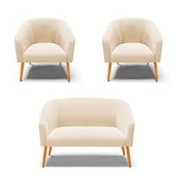 Kit 01 Namoradeira 02 Lugares e 02 Poltronas Stella Suede Pés Palito Castanho - D'Rossi