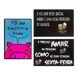 Kit 03 Placas de MDF Decorativas Churrasco 19,5x29,5 - D'Rossi