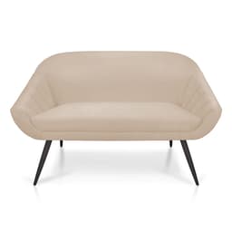 Namoradeira 02 Lugares Giovana Suede Bege Pés Palito de Ferro - D'Rossi