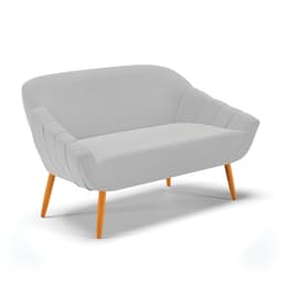 Namoradeira 02 Lugares Giovana Suede Cinza Pés Palito Castanho - D'Rossi