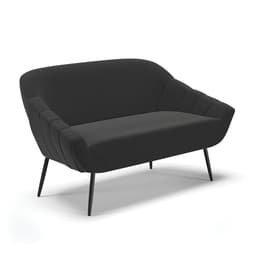 Namoradeira 02 Lugares Giovana Suede Preto Pés Palito de Ferro - D'Rossi