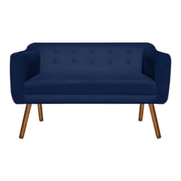 Namoradeira 02 Lugares Julia Suede Azul Marinho Pés Palito Castanho D'Rossi