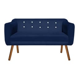 Namoradeira 02 Lugares Julia Suede Azul Marinho com Strass Pés Palito Castanho D'Rossi