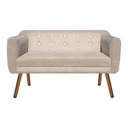 Namoradeira 02 Lugares Julia Suede Bege com Strass Pés Palito Castanho D'Rossi