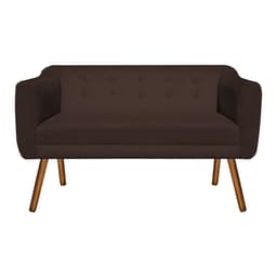 Namoradeira 02 Lugares Julia Suede Marrom Pés Palito Castanho D'Rossi