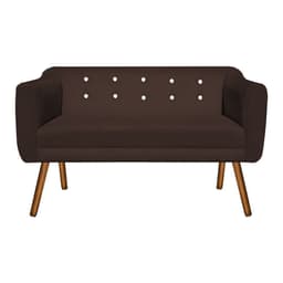 Namoradeira 02 Lugares Julia Suede Marrom com Strass Pés Palito Castanho D'Rossi