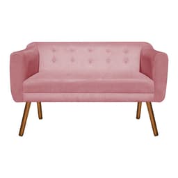 Namoradeira 02 Lugares Julia Suede Rose Pés Palito Castanho D'Rossi