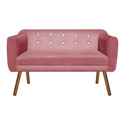 Namoradeira 02 Lugares Julia Suede Rose com Strass Pés Palito Castanho D'Rossi