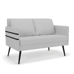 Namoradeira 02 Lugares Mari Linho Cinza A05 Pés Palito de Ferro D03 - D'Rossi